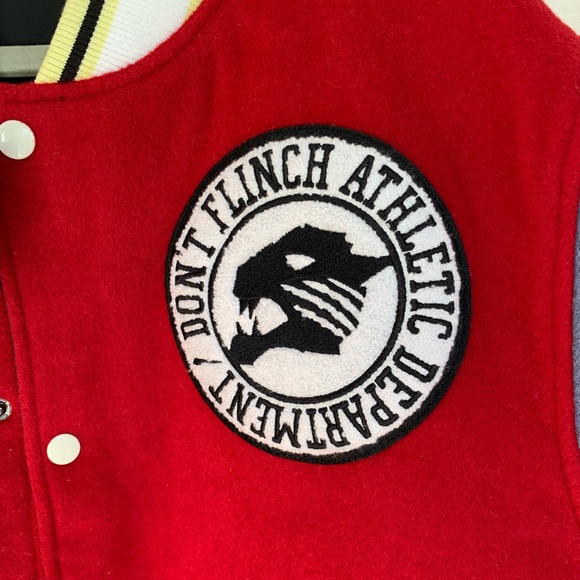 Puma Reversible Varsity Jacket - wool blend- flame scarlet  -brand new - Picture 9 of 16